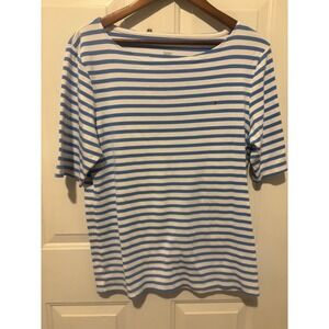 Tommy Hilfiger Top Blue White Striped Shirt Women's Size XXL Short Sleeve Summer